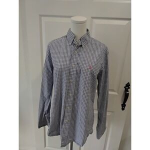 Ralph Lauren Button Down Shirt Plaid Long Sleeve Pink Pony Logo Mens Medium